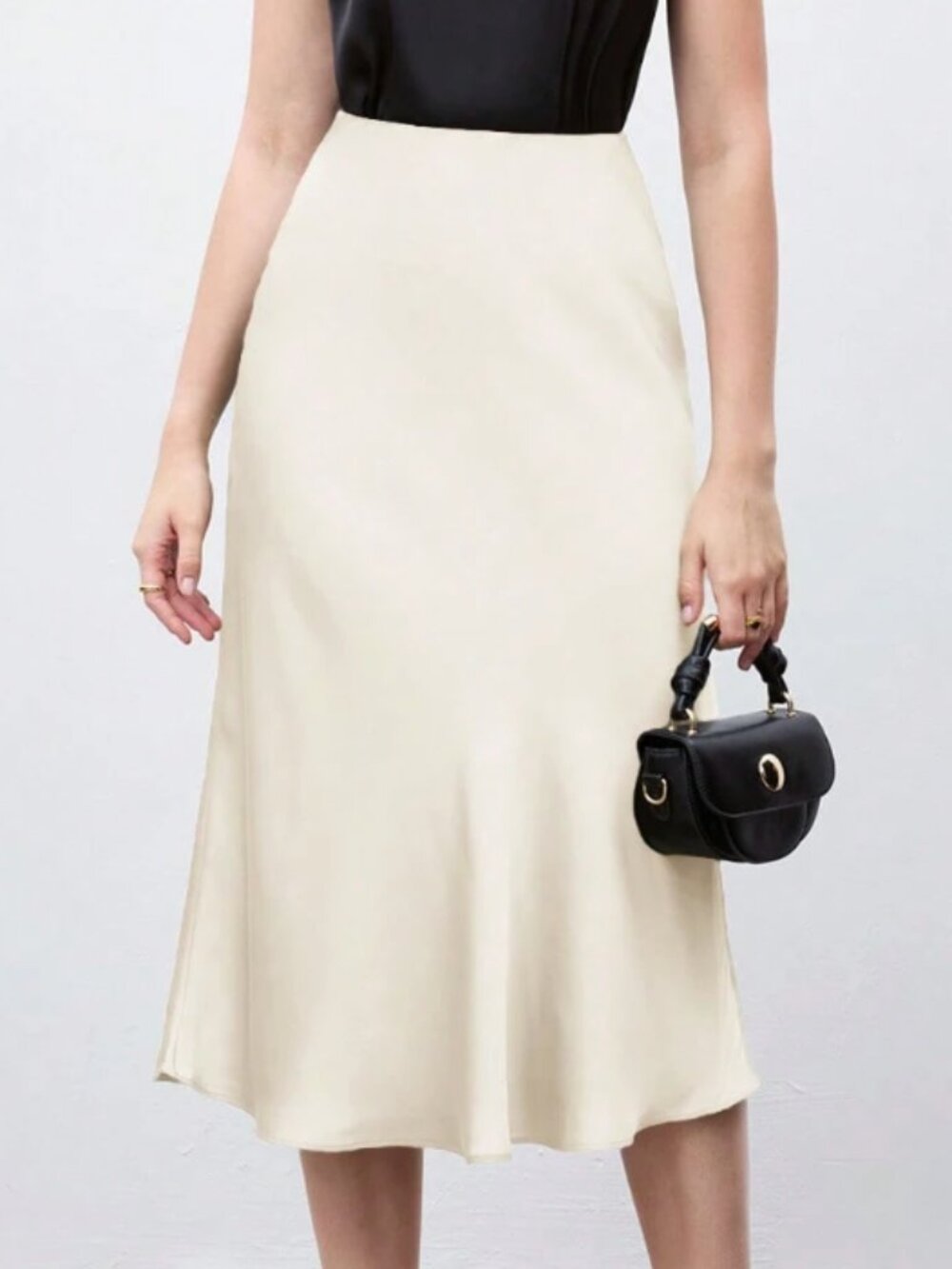 Satin cream slip skirt